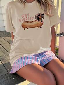1 Pieza Camiseta de cuello redondo de manga corta con estampado de gafas de sol para niña preadolescente, camiseta gráfica de verano para adolescentes, diseño genial que fomenta la imaginación y la autoexpresión