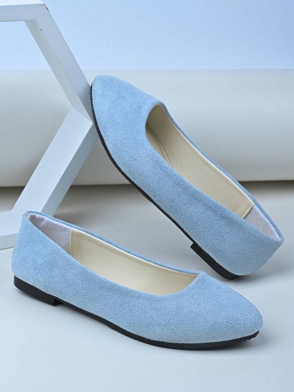 Damskie baletki w jednolitym kolorze, miękka tkanina, odpowiednie do codziennego noszenia, modne i wygodne, uniwersalne płaskie buty, klasyczne, wygodne baletki z gumową podeszwą