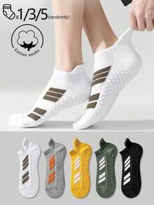 1/3/5 Pares de Meias Curtas Masculinas, Meias de Algodão, Meias Invisíveis, Meias Cinza, Meias de Outono/Inverno/Primavera/Outono/Verão, Respiráveis, Absorventes de Umidade, Esporte, Negócios, Lazer e Meias Sazonais - Multicolorido - Visão 2