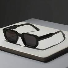 Retro Fashion Multi-Piece Fashion Glasses, Thick Frame Rectangular Shading Small Face Minimalist Elegant Glasses, Retro Shading Fashion Glasses, Suitable For Driving, Fishing, Vacation Travel, And Daily Wear - Black - View 3