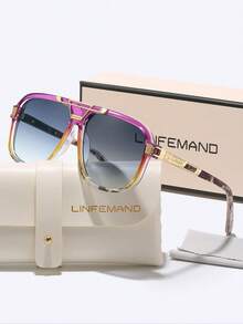 LINFEMAND Oversized Gradient Lens Fashion Glasses, For Men & Women, Daily Wear, Photography, Beach, Travel, Holiday Gift - Multicolor - View 17