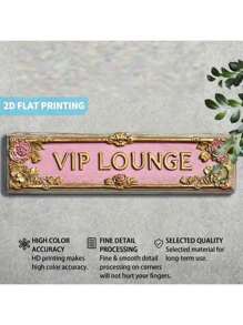1 Stück Retro 2D flaches Metallschild "VIP LOUNGE" von hoher Qualität, modische Wanddekoration, UV-Druck, mit Vorbohrlöchern für Heimdekoration, Bad, Küche, Wohnbereich und gotische Wanddekoration oder als einzigartiges Poster, 10 x 40 cm