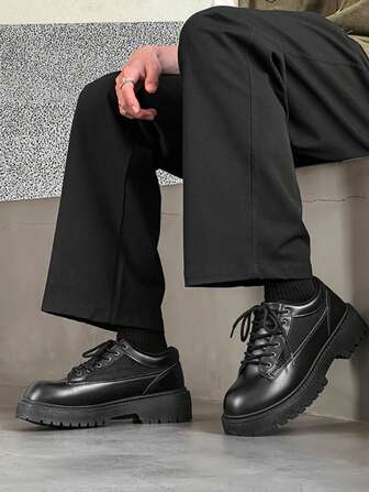 Zapatos casuales de estilo occidental negro para hombres, zapatos formales de vestir de diseño sencillo y retro para ir al trabajo
