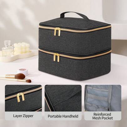 Nail Polish Organiser Makeup Bag: Double Layer Travel Nail Varnish Storage Bags Nail Lamp - Nail Polish Storage Vanity Case