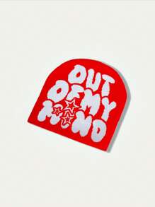 Out Of My Mind Jacquard Knit Beanie Hat, Warm Winter Sports Fashion Ski Cap