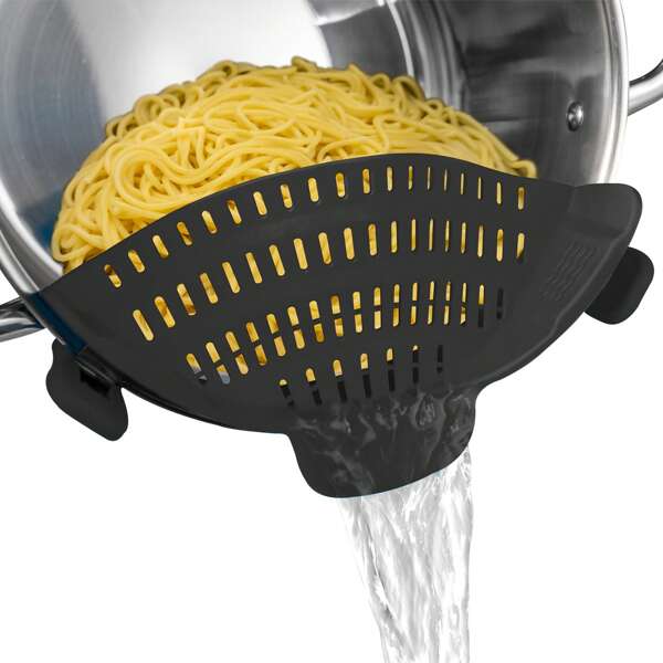 2 pièces Passoire réglable à pince - Convient aux casseroles et bols, sans électricité nécessaire - Idéal pour égoutter les pâtes, les légumes et les fruits - Accessoire de passoire portative durable et flexible pour la cuisine de la maison et du camping-car