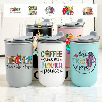 Teacher Appreciation Wine Glass - 12 Oz Stainless Steel, Oval, Insulated Lid, Portable Travel Mug, Drinkware For All Seasons, Perfect Teacher Gift