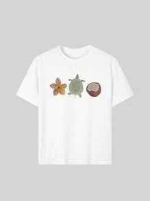 1pc Girls Casual English Alphabet Print Round Neck Pullover Short Sleeve T-Shirt, Creative Graphic Tee For Young Student Summer