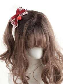 1pc/2pcs Red Plaid Strawberry Bow Hair Clips, Cute & Sweet Hair Accessories For Women, Suitable For Any Occasion