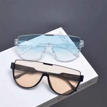 Fashionable Large Frame One-Piece Lens Glasses For Men, Slim Face, Brown Street Photography Mask Sunglasse For Women,  Internet Celebrities, The Best Gift For Men Womens Polarized Case Strap Organizer Holder For Car Cat Eye Transparent Polarized Uv Protection Ray  Ban - Xanh băng - Xem 5