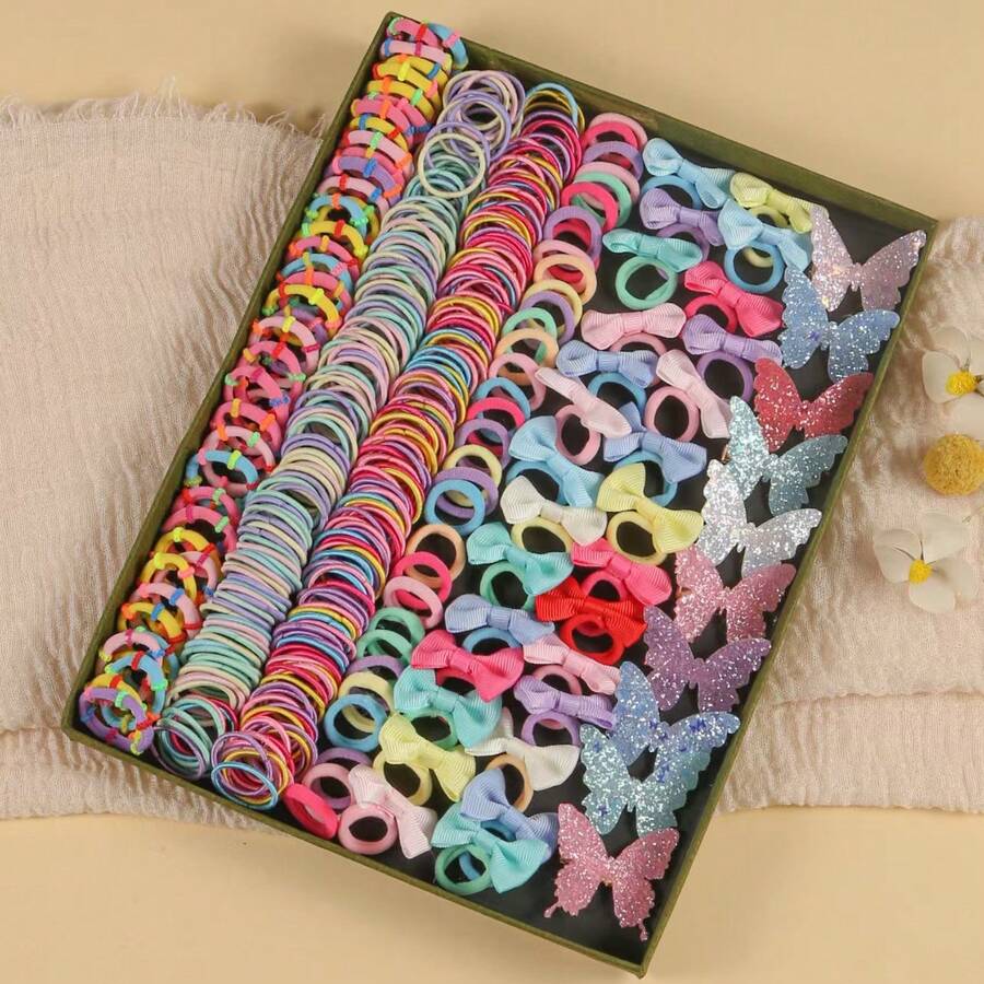 287 件涤纶蝴蝶结可爱甜美简约风格发饰套装，发饰 - 彩色 - 查看 1