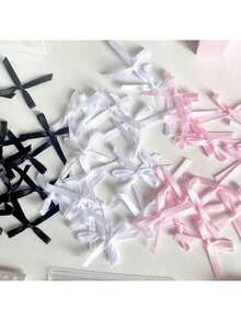 100 件芭蕾风格可爱迷你丝带蝴蝶结，甜美女孩 DIY 服装和发饰装饰材料