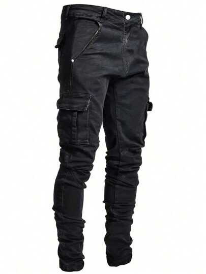 NIUYUNHENGTONG Men's Fashion Casual Washed Cargo Denim Jeans,Cargo Pants