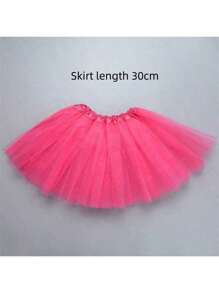 1 Piece 30cm Tutu, Mesh Princess Fluffy Skirt, Cosplay Skirt, Ballet Tutu Skirt, Birthday Party Cosplay Dress, Gauze Skirt, Halloween, Young Girl Solid Color Tutu Skirt, Mesh Fabric, Suitable For Casual And Stage Performance