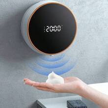 1 件圆形壁挂式非接触式洗手液分配器，1 件 13 厘米 * 13 厘米皂液器，USB 可充电壁挂式自动红外传感器泡沫洗手液分配器，带白色和黑色泡沫选项 - 白色和黑色 - 查看 12