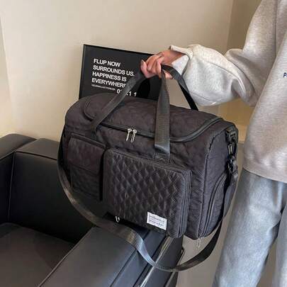 Oxford Cloth Travel Bag Single Shoulder Portable Portable Storage Bag Large Capacity New Diamond Lattice Clothing Storage Bag