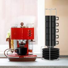 Nuevo juego de 66 piezas, incluye 6 platitos, 6 tazas estables, 6 expresiones, 1 azucarero y 1 tazón, 6 tazas de café, juego de tazas de café de porcelana, 19 piezas, set de 6 soportes, 2.5 oz, azul - Negro - Ver 4
