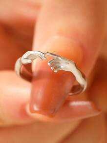 Bague unique minimaliste de la main de Dieu donnant la vie à Adam pour femmes, bijoux de mode et cadeaux, réglable