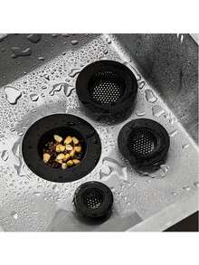 1 件不锈钢厨房水槽过滤器，不锈钢水槽排水过滤器，洗碗盆排水网，黑色 - 黑色 - 查看 1