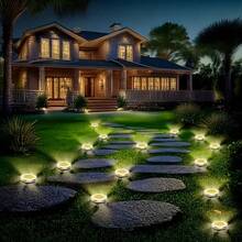 8/16/24/32/40/48pcs Flat Solar Lights Outdoor Pathway, Warm & White LED Lights, Portable Design For Garden, Pathway, Driveway & Sidewalk Illumination, Landscape Lighting | Sleek Solar Lamp | Solar Charging Lamp, Solar Lights For Outdoor Lighting