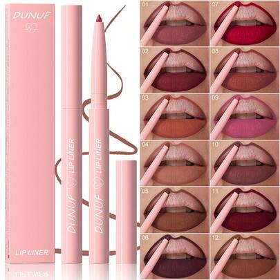 DUNUF 1 Pcs Skin-Friendly Long-Lasting Lip Liner Waterproof, Sweat Resistant, Easy To Color, Fast To Fade, Easy To Carry Rich Colors, Choose A Variety Of Beautiful Packaging Makeup Gifts, Lipstick, Matte, Non-Sticky, Transfer-Proof, Y2K Makeup, Easy To Color, Beginner-Friendly, Non-Stick To Cup, Plumping, Dusty Rose, Deep Red, Nude, Suitable For Stage Makeup, Daily Makeup, Festival Makeup, Universal Makeup, Christmas, Valentine's Day And Halloween Gifts