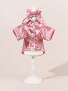 1 套缎面睡衣和家居服，彼得潘领宠物连衣裙，蕾丝彼得潘领保暖厚羊毛宠物连衣裙，适合狗和猫，秋冬季 - 彩色 - 查看 1