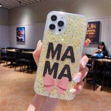 The MAMA Pattern Glitter Phone Case Is Suitable For IPhone 16 15 14 13 12 11 Pro Max - Gold - View 1