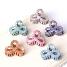 6 件装女士大理石圆形爪夹，夏季分体发夹，适用于侧面和背部时尚发饰休闲发夹 - Mixed color - 查看 2