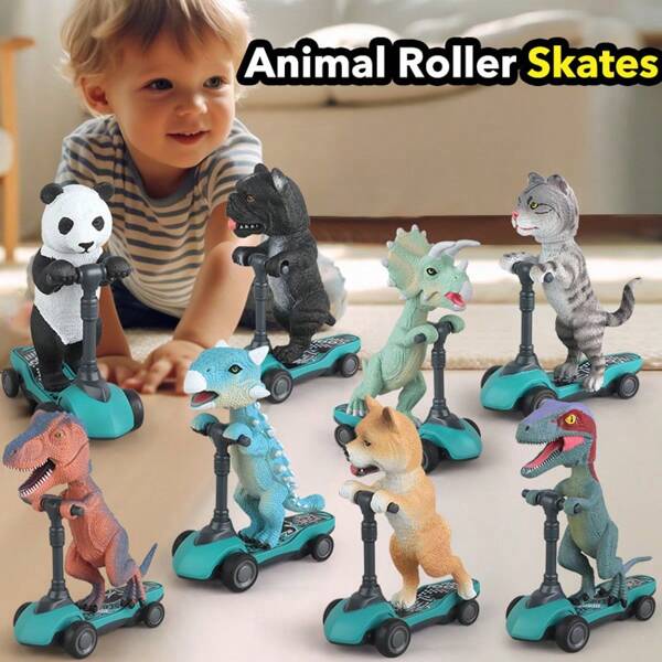 Dinosaur Scooter Toys Pull Back Cars Mini Finger Kick Scooters Boy Toy Age 3+, Dino Gift Sets For Kids, Birthday Party Gift For Kids, Xmas Gift