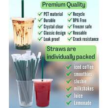 20 Oz Clear Plastic Cups With Lids And STRAWS, Disposable Drinking Cups For Cold Drinks, Iced Coffee, Milkshakes, Smoothies, 25 Sets - 16 Oz Cups - View 2