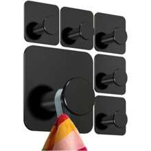 MiLaiWP Towel Rail Without Drilling, Set Of 2/6, Black, Bathroom Towel Holder Made Of Stainless Steel, Modern Adhesive Hooks, High Load Capacity, Waterproof Hooks For Bathroom, Self-Adhesive Towel Hooks