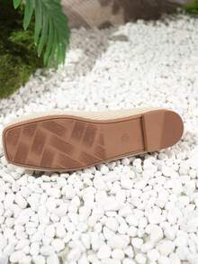 Princess Shoes Casual Spring Summer Strap Knit Square Toe Mary Jane Flats - Beige - View 6