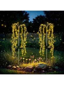 1 pieza Luces de rama de sauce blancas con energía solar, luces de hadas de alambre de cobre solares inteligentes para exteriores, IP44 resistente al agua, 8 modos de parpadeo ajustables, sensor de luz inteligente, 100/200 perlas LED, adecuado para el Día de San Valentín, jardín, camino, fiesta, camping, Navidad, Ramadán, decoración de bodas