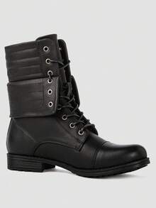 GLOBALWIN Women's Fashion Low Heels Lace Up Ankle Boots Fall Boots Holiday Season - Black - View 6