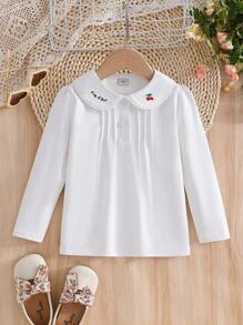 Girls Collared Long Sleeve T-Shirt, School Style, For Autumn