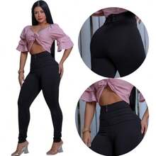 Women's Shaping Leggings With Eyelet Detail On The Back - 黑色 - 查看 4