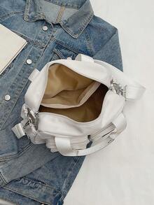 休闲时尚大容量女士手提包，新款斜挎包，简约优雅托特包，多功能日常高可见度单肩包，多口袋设计，适合购物和通勤 - 白色 - 查看 10