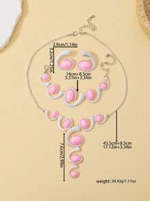 Set de 4 piezas de joyería exagerada de moda y lujosa - collar/aretes/pulsera para mujeres, accesorios elegantes