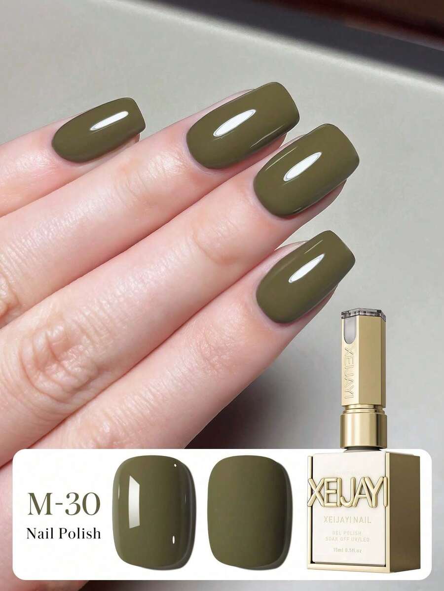 XEIJAYI 1瓶 15毫升 复古橄榄绿凝胶指甲油，UV/LED固化，持久速干美甲凝胶 - 女士美甲理想礼物