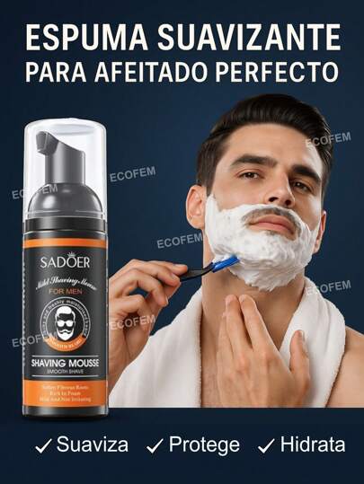Espuma de Afeitado para Hombres SADOER - Suaviza la Barba, Afeitado Suave y Piel Hidratada