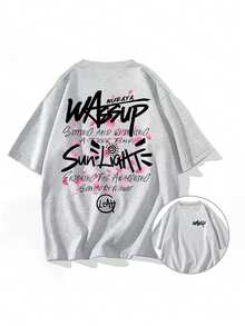 200 Pure Cotton T-Shirt 2025 Men's New Short-Sleeved Cotton Seasonal Pattern Short-Sleeved International Fashionable Short-Necked Upper Garment - 淺花灰 - 查看 1