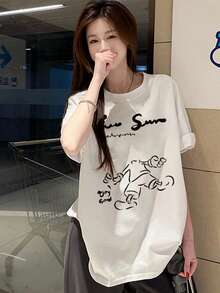 Women's 200g Pure Cotton Short-Sleeved T-Shirt - 白色 - 查看 2