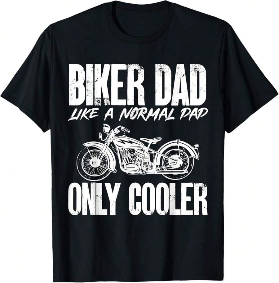 Camiseta de motociclista para el Día del Padre, motociclista papá - Negro - Ver 1