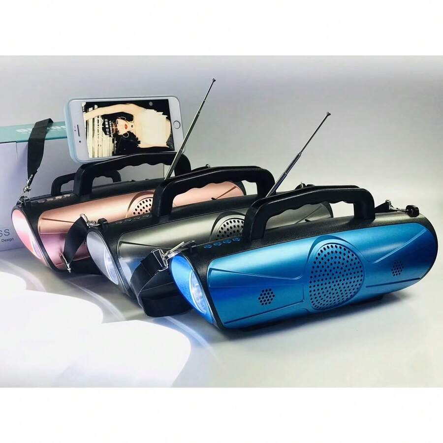 Altavoz Portátil Inalámbrico Con Lampara LED Multifuncional, Bocina Bluetooth Recargable Con Micrófono Incluido, Karaoke Portátil Para Fiestas y Reuniones, Función Lampara LED, Con Entrada USB, MicroSD, Auxiliar, Radio AM/FM, Compatible con Celulares, Tablet, Equipo de Audio, Autonomía de Batería de 5 Horas - Multicolor - Ver 1