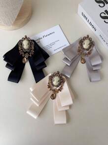 1 Stück elegante und stilvolle Samt-Strass-Schleife Brosche, geeignet für den täglichen Gebrauch, Partys und Valentinstag, hergestellt aus Polyester