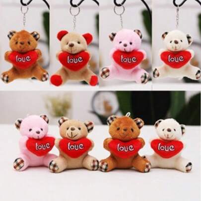1 kit 6pecas Mini Pingente De Urso Conjunto PP Algodão Macio Recheado Bouquet De Brinquedos Doll Doll's Day Present