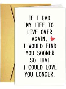 1Pc Romantic Anniversary Card - Humorous And Playful Design, Suitable For Husband/Wife, Boyfriend/Girlfriend, Men/Women, Multi-Occasion Use, Includes Thank You Message - Heartfelt Quote If I Had My Life To Live Over Again, Perfect As A Birthday Gift Or Anniversary Presentschool Supplies,Back To School