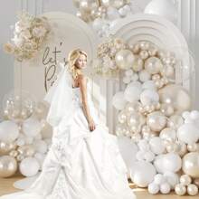 104pcs Pearl Satin White Balloon Arch Kit, Includes Pearl Satin White Transparent Balloons For Baby Shower, Wedding, Bridal Shower, Engagement, Baby Shower, Birthday Party Decoration