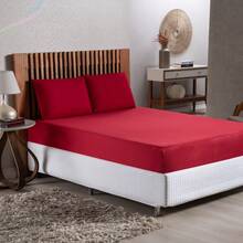400 Thread Count Bedding Set With Elastic Band, Hotel Standard, All Sizes - Rojo - Ver 8