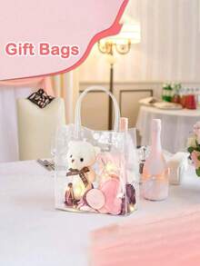 40/30/20/10/1 件带手柄的透明礼品袋，透明塑料礼品包装袋，大容量可重复使用的透明派对礼品袋，适用于精品婚礼生日婴儿洗礼母亲节，婴儿洗礼派对礼品袋，婚礼礼品袋，装饰袋 - 彩色 - 查看 4